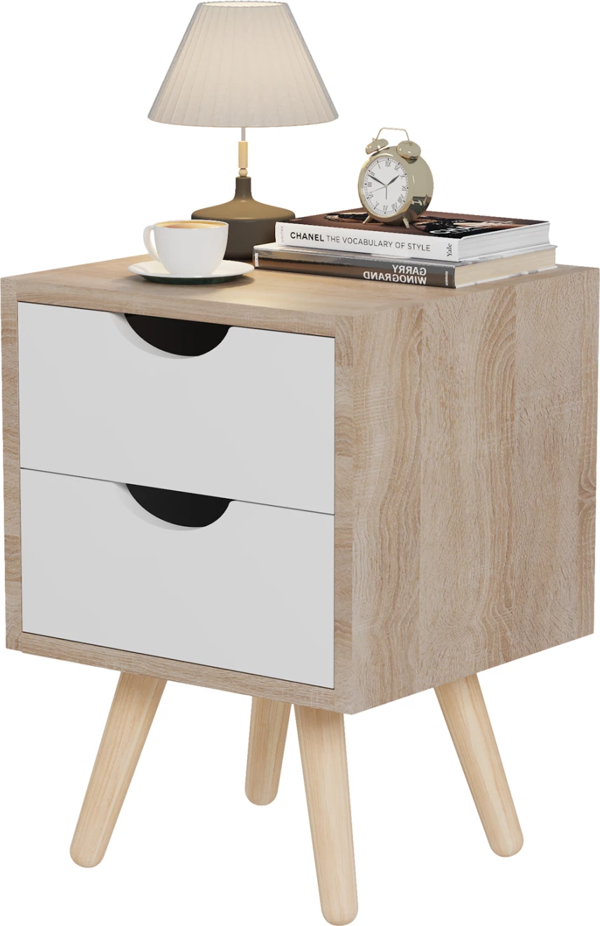Nočna omarica DINKL FH2472.04 melamin-2 predala v sonoma-beli 29,7x29,7x45Hcm