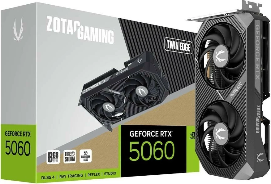 Grafična kartica ZOTAC GeForce RTX 5060 Twin Edge ZT-B50600E-10M, 8 GB GDDR7 128-bit, PCIe 5.0 x8, 3xDP/HDMI