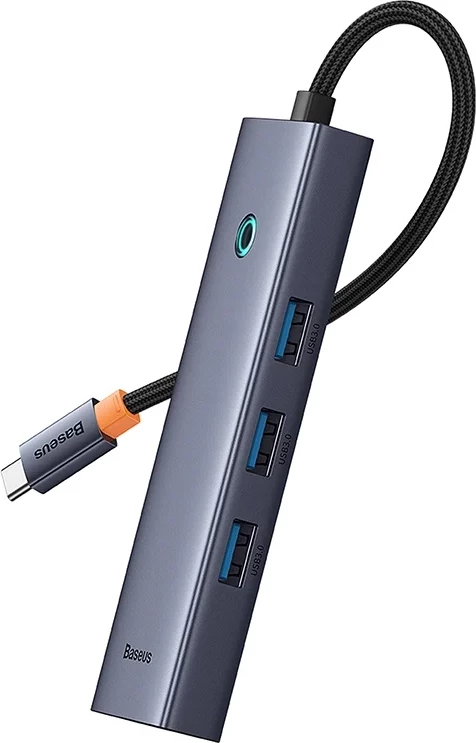 USB-C razdelilec 6-v-1 HDMI 4K@30Hz, 3x USB 3.0, PD 100W, RJ45, siv — Baseus UltraJoy B00052802811-00