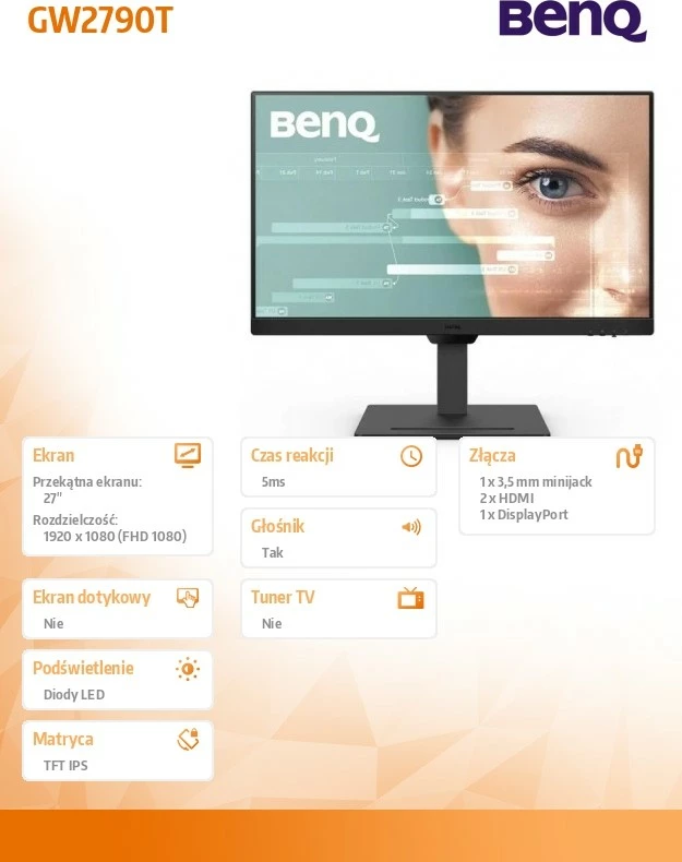 27" IPS monitor BenQ GW2790T, 100Hz, FHD, črn