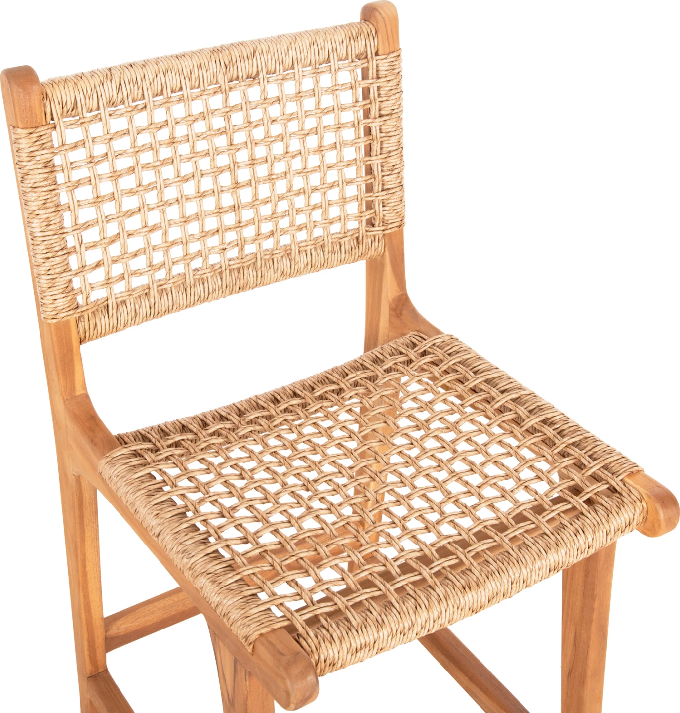 Barski stol z naslonjalom BORIS FH9381.11 iz tikovine in vrvi VIRO 46x53x96 cm