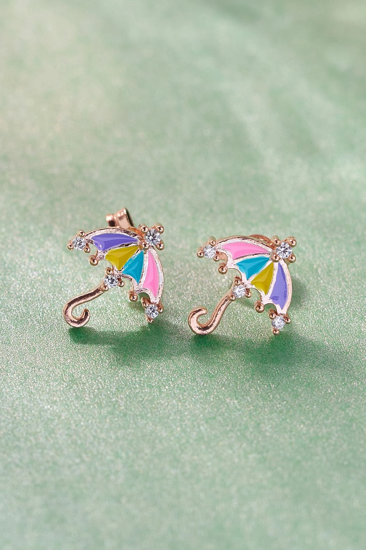 Viseči uhani rožnato-zlate barve, Jumeon, 10404ROS