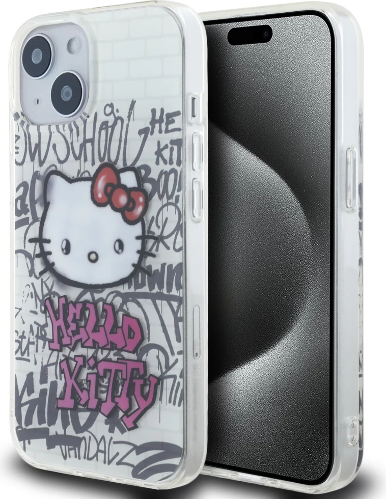 Ovitek za telefon IML 'Kitty On Bricks' (Hello Kitty) za iPhone 15, bel