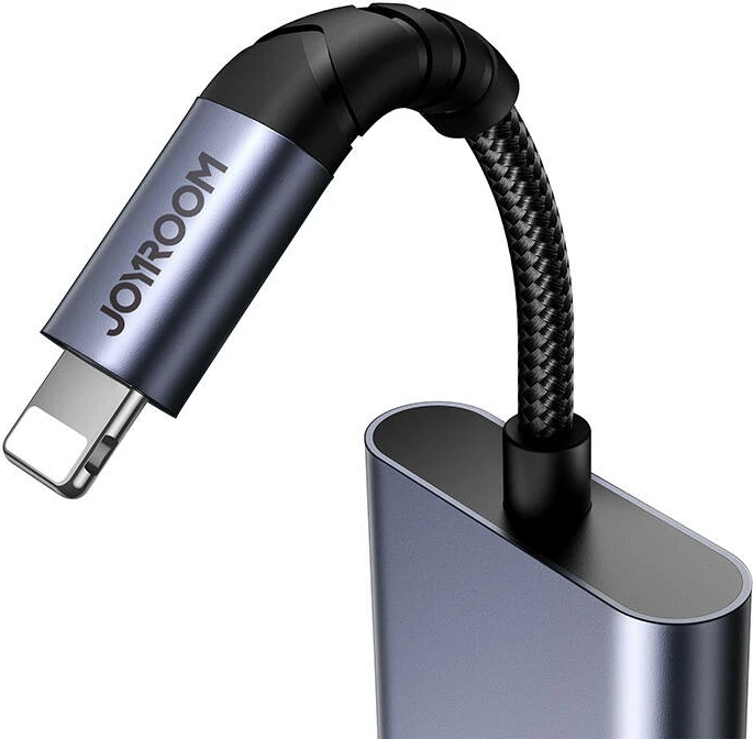 Avdio adapter 2-v-1 Lightning na 3,5 mm + Lightning Joyroom SY-L01, srebrn