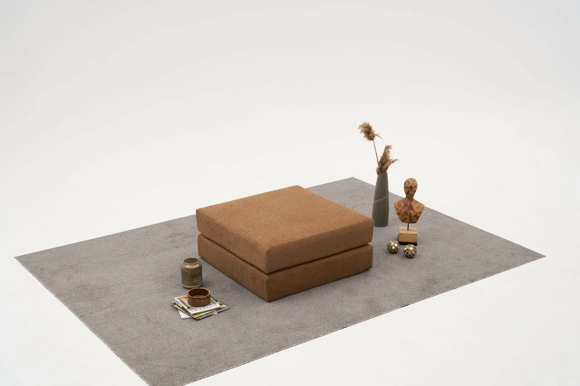 Pouf iz semiša, rjav, Atelier del Sofa, Comfort