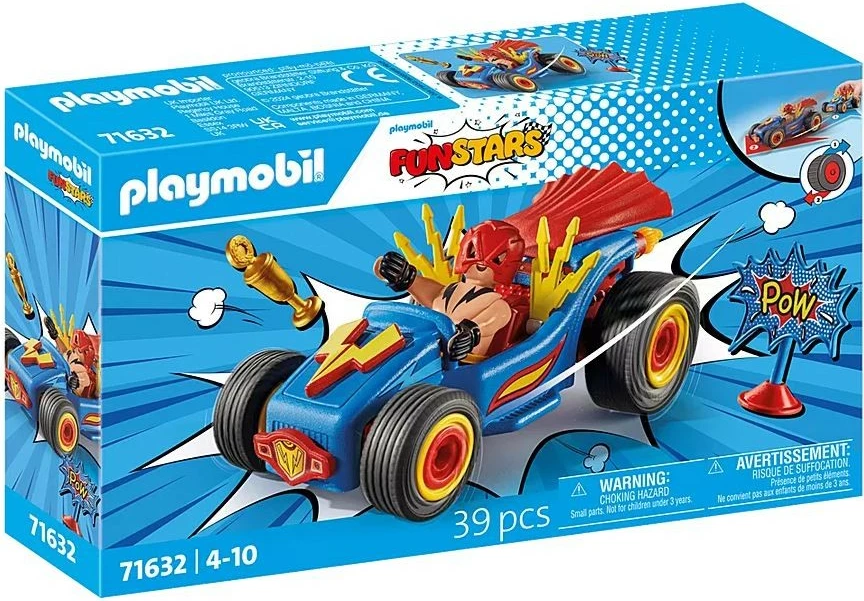 Set figur Playmobil Funstars 71632 s rokoborcem in gokartom, 39 delov