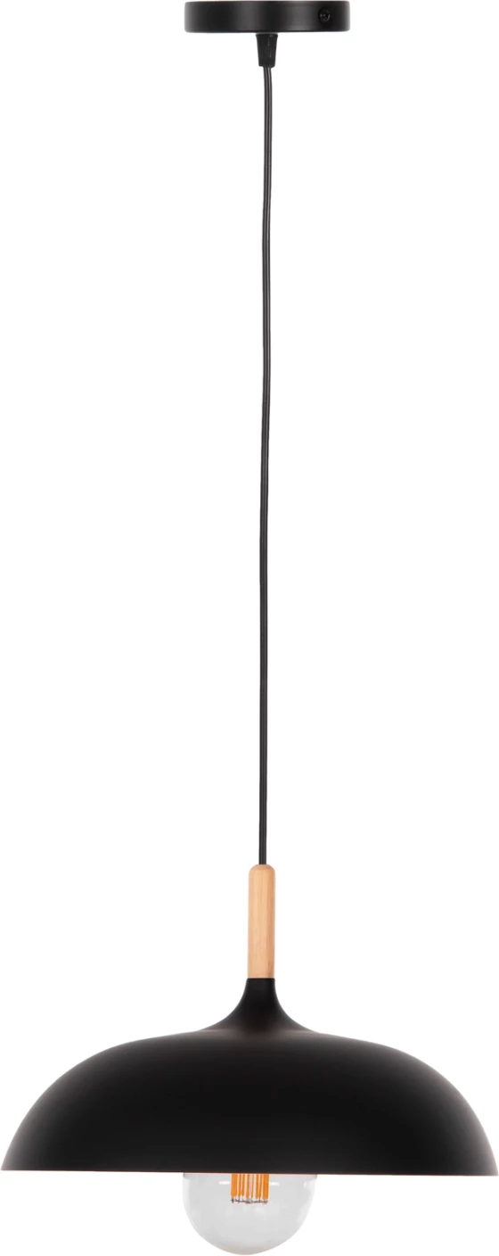 Stropna viseča svetilka FH4156 črna kovinsko-lesena podrobnost Φ35x112Hcm