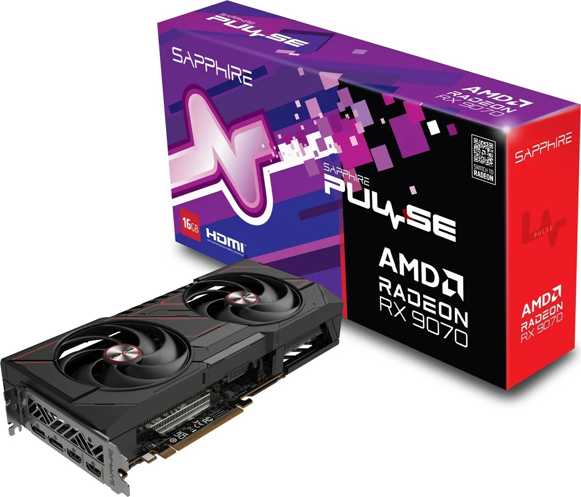 Grafična kartica PULSE Radeon RX 9070, 16 GB GDDR6, črna