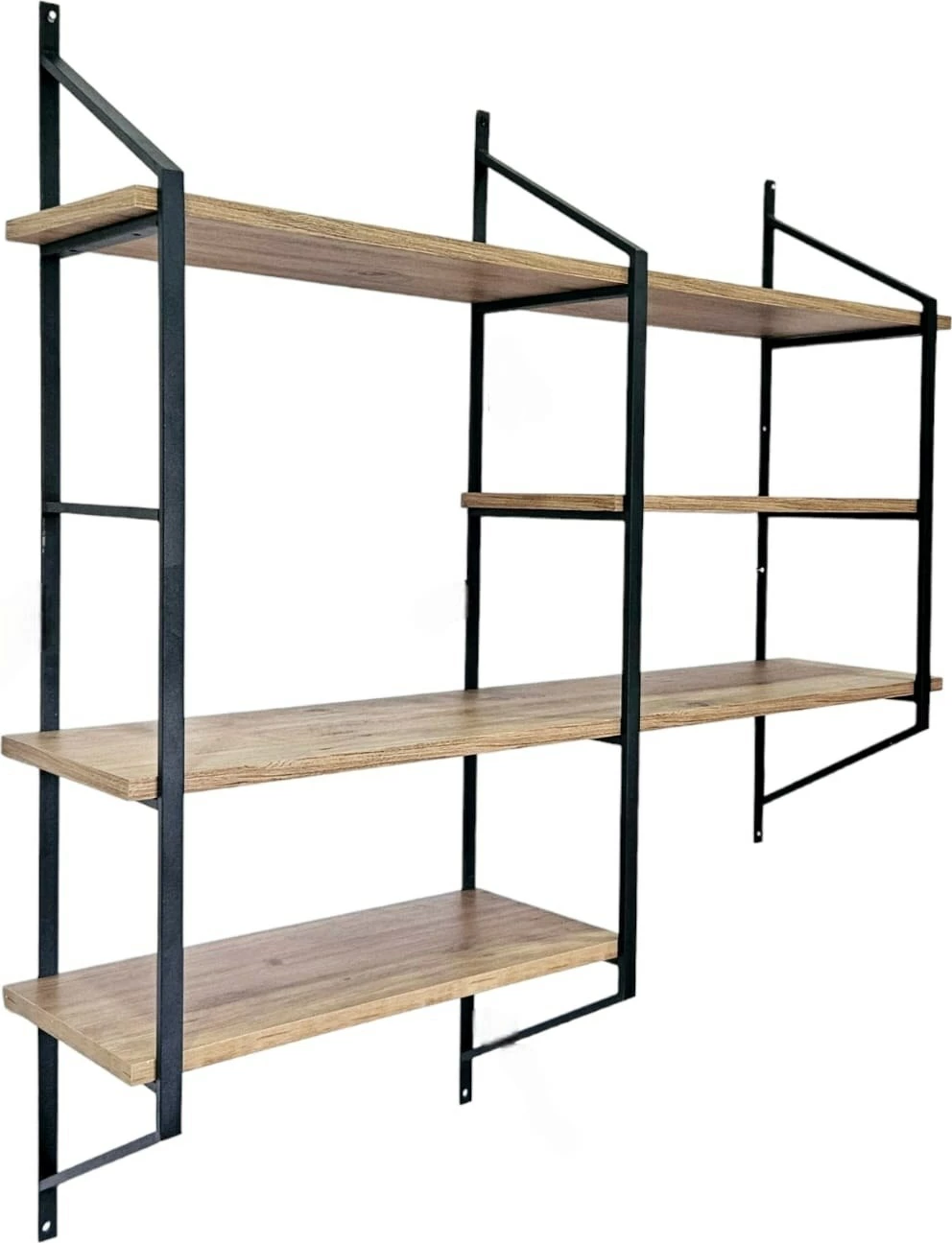 Stenski regal Raffy6, Hanah Home, črn in Atlantic Pine, 120x120x28 cm