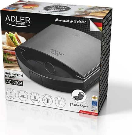 Toster za sendviče Adler AD 3069, črn