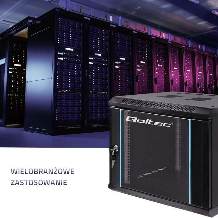 Računalniško ohišje Rack 19-inč, 9U, za montažo na steno, 600 x 500 x 600 mm, črno, Qoltec