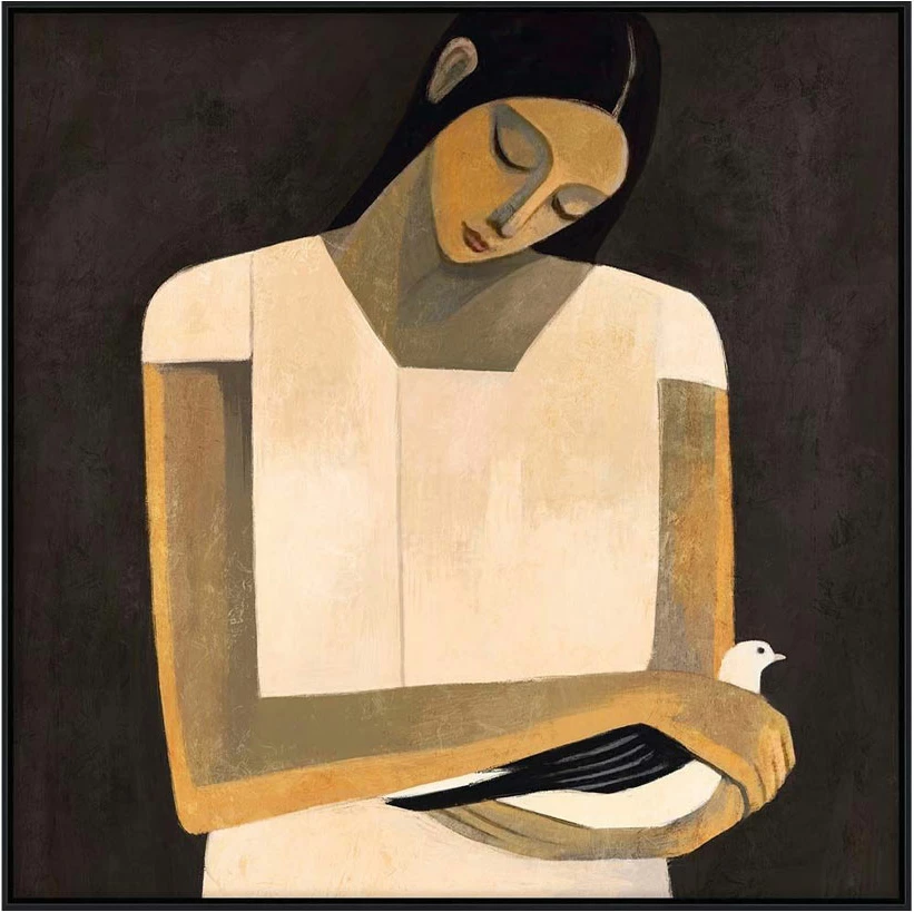 Dekorativna slika SERENITY B s okvirjem, platno, bež-rjava, 100x100x4 cm