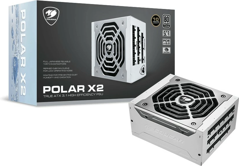 Napajalnik Cougar POLAR X2 1050W, ATX 3.1, 80 Plus Platinum, modularen, bel