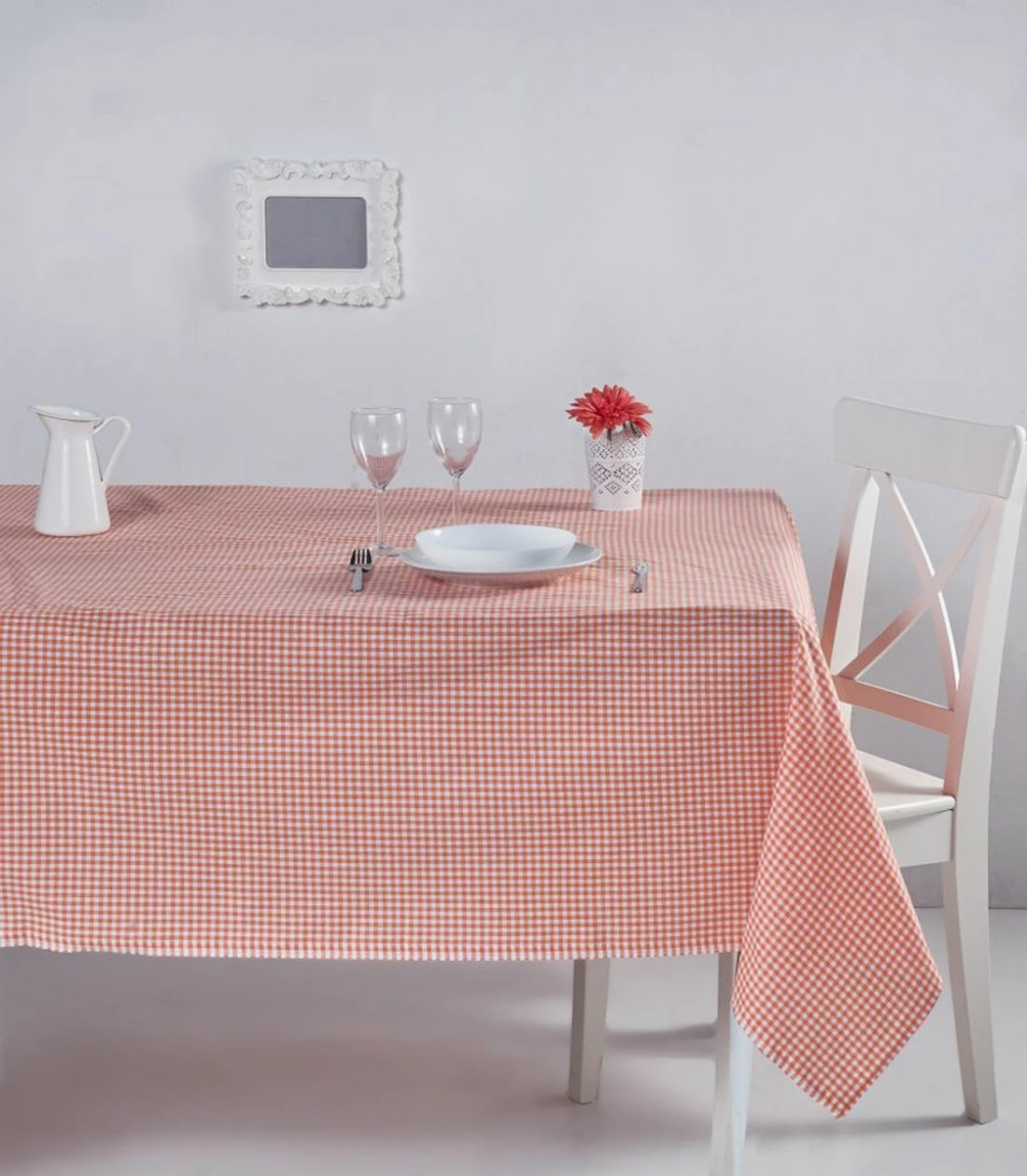 Namizna prt s karo vzorcem, Hermia Potikareli 220, oranžen