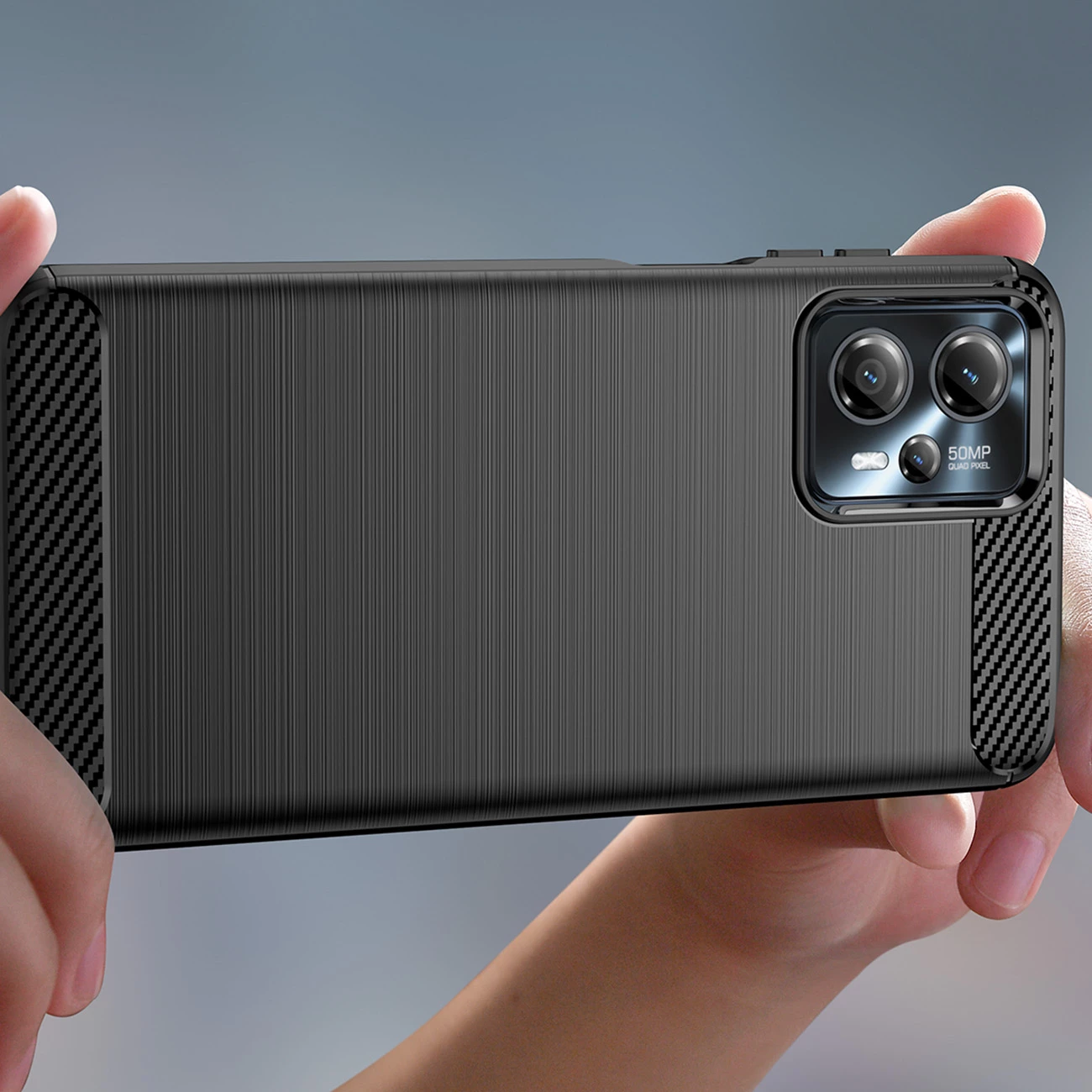 Ovitek za telefon Hurtel Carbon za Motorola Moto G53/G13, TPU, črn
