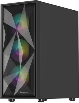 Midi tower ohišje z ARGB osvetlitvijo Natec Genesis Diaxid 605, črno
