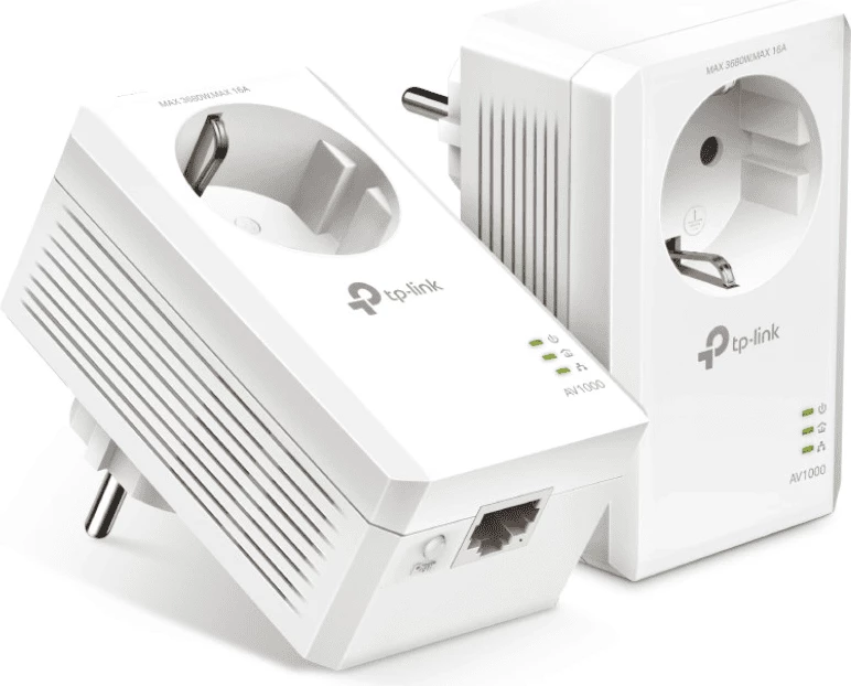 Powerline komplet AV1000, 1000 Mbps, prehodna vtičnica, 1x Gigabit Ethernet, bela — TP-LINK TL-PA7017P, set (2 kosa)