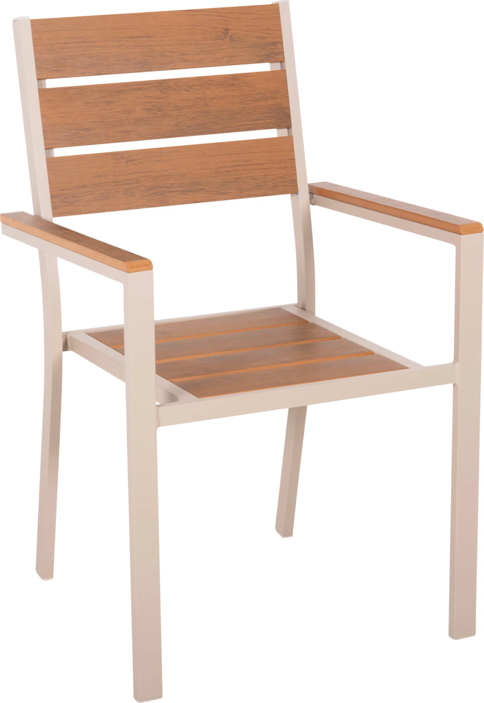 Aluminijasti naslanjač SAGA FH5981.04 šampanjec-poliles v naravni barvi 55x55x86Hcm