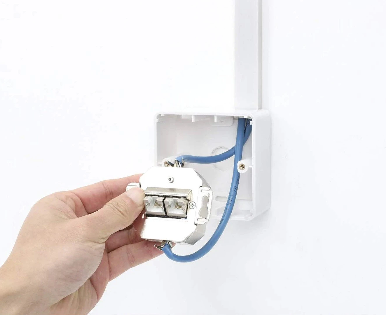 Vtičnica za omrežje Cat6 Intellinet 771900, 2x RJ45 10G, STP, 80x80 mm, bela