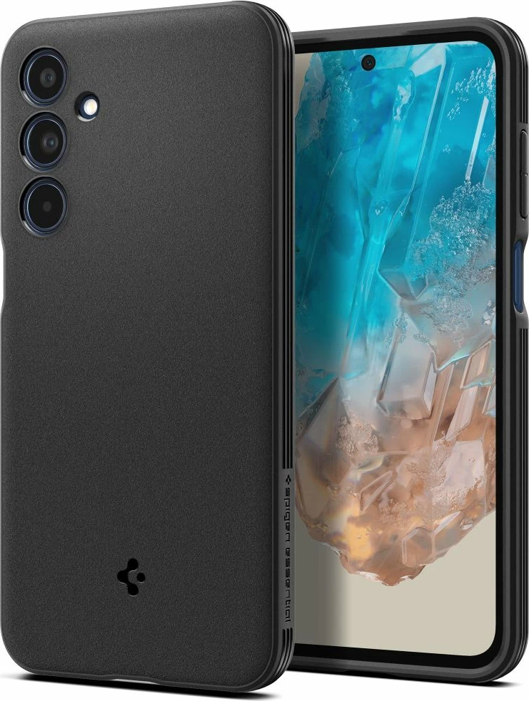 Ovitek za telefon Spigen Essential SandBlast za Samsung Galaxy M35 5G, črn