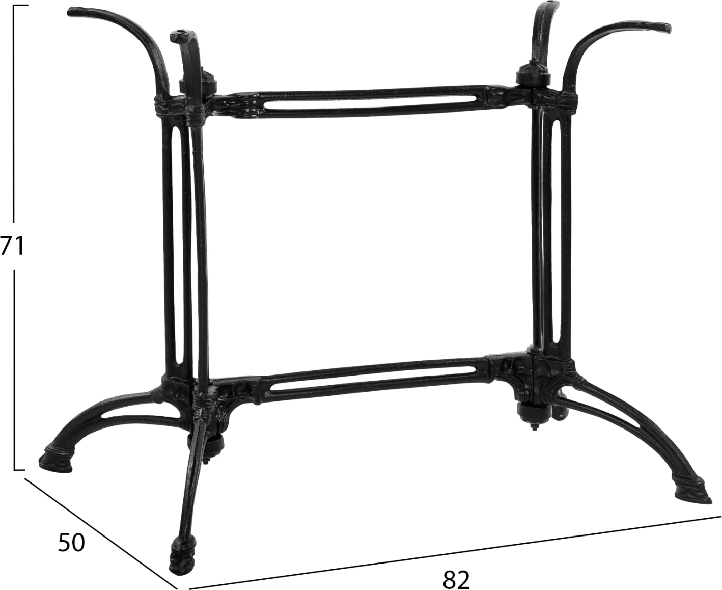 Osnova iz litega železa z dvema stolpcema FH443 v črni barvi 82X50X71H