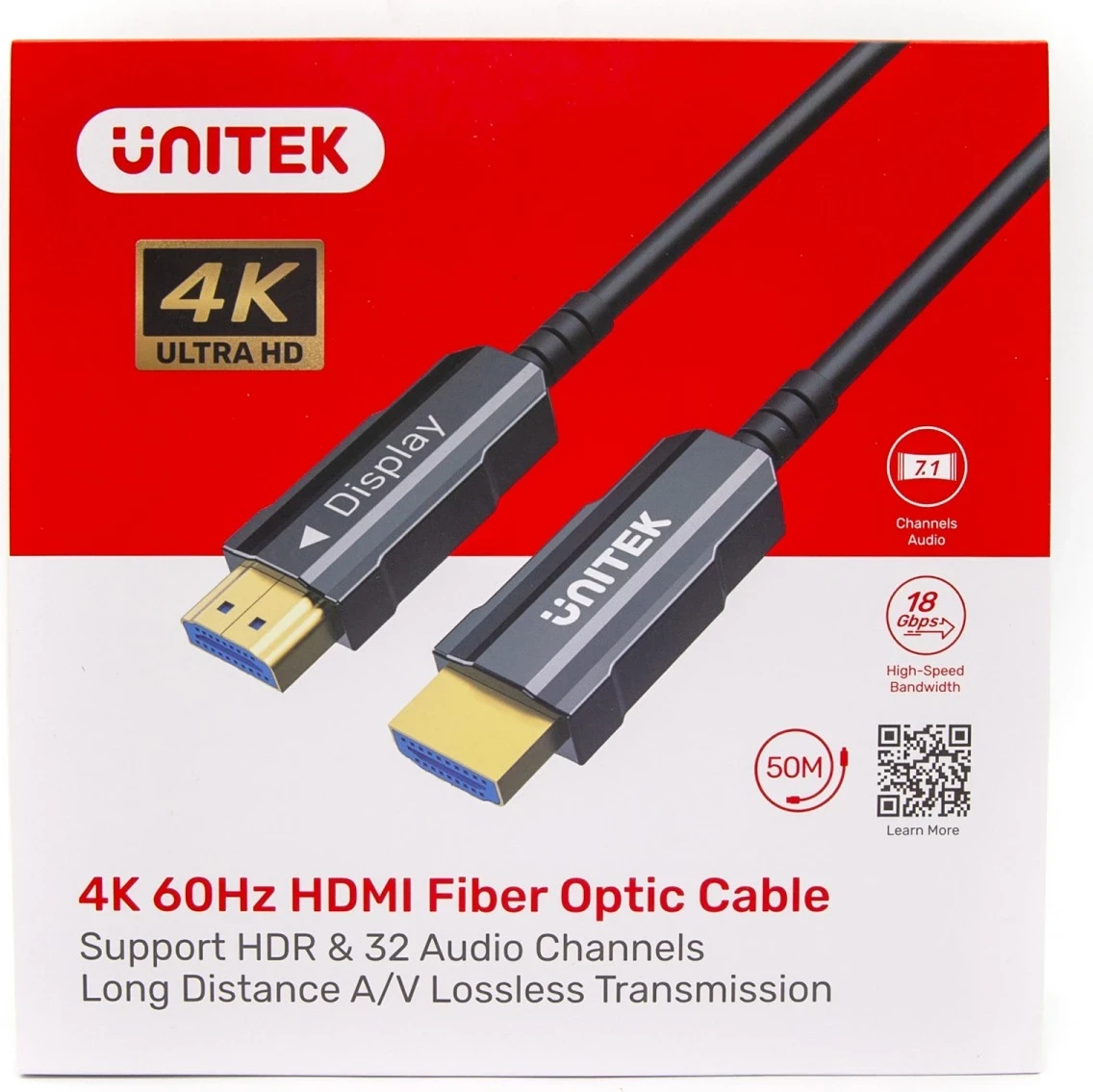 Optični HDMI 2.0 kabel Unitek, 4K 60Hz, 15 m, črn