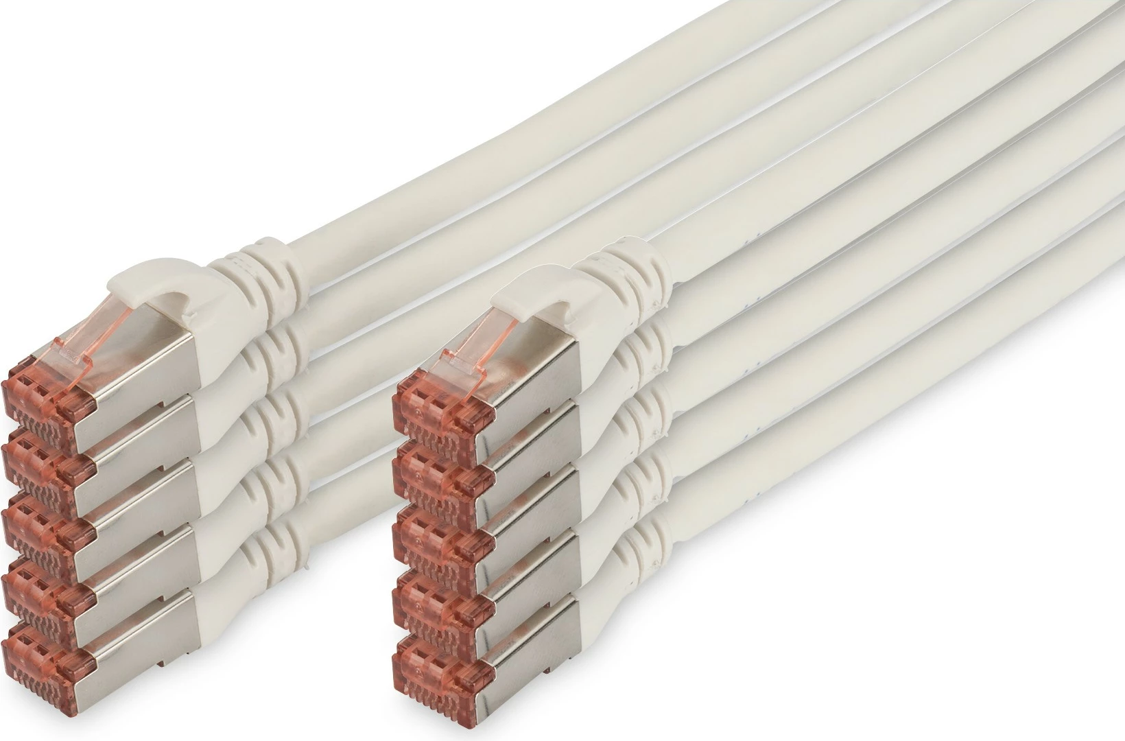 Omrežni kabel Cat6 S/FTP, 0,5 m, 10 kosov, RJ-45, bel – Digitus