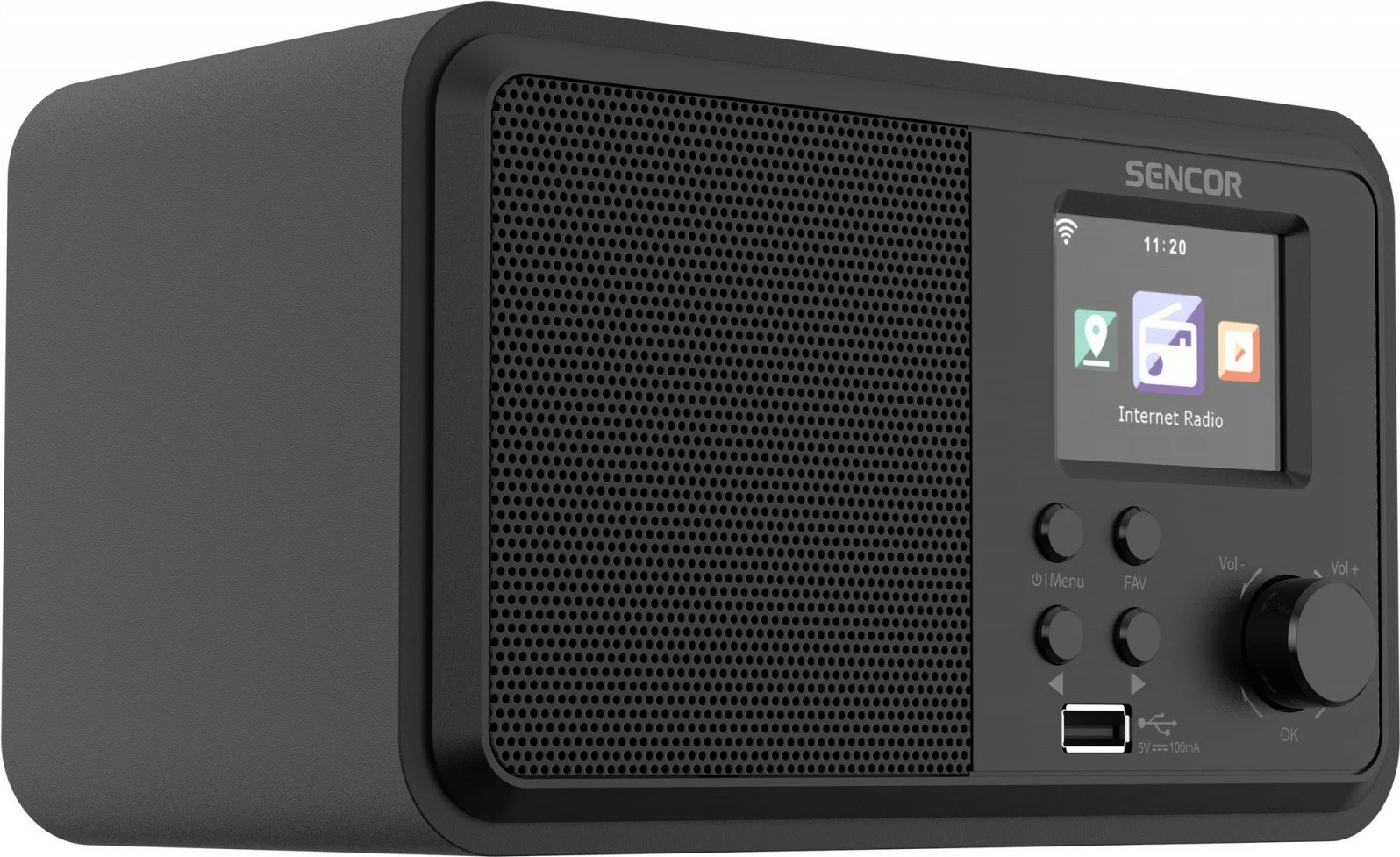 Internetni radio Sencor SIR 5100WDB, 4 W, WiFi, FM, DAB+, USB, velik barvni LCD, črn