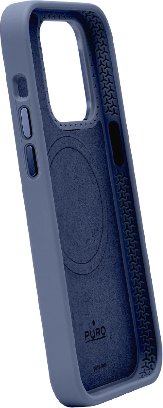 Zaščitni silikonski ovitek MagSafe Puro Icon Mag Pro za iPhone 15 Pro, temno moder