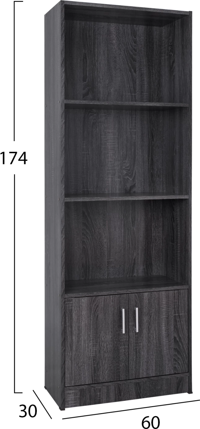 Melaminska knjižna omara FH2269.01 siva barva 60x30x174