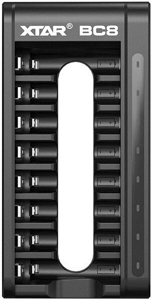 Polnilec baterij XTAR BC8, za R03/AAA in R6/AA, Li-ion 1.5V/NiMH, črn