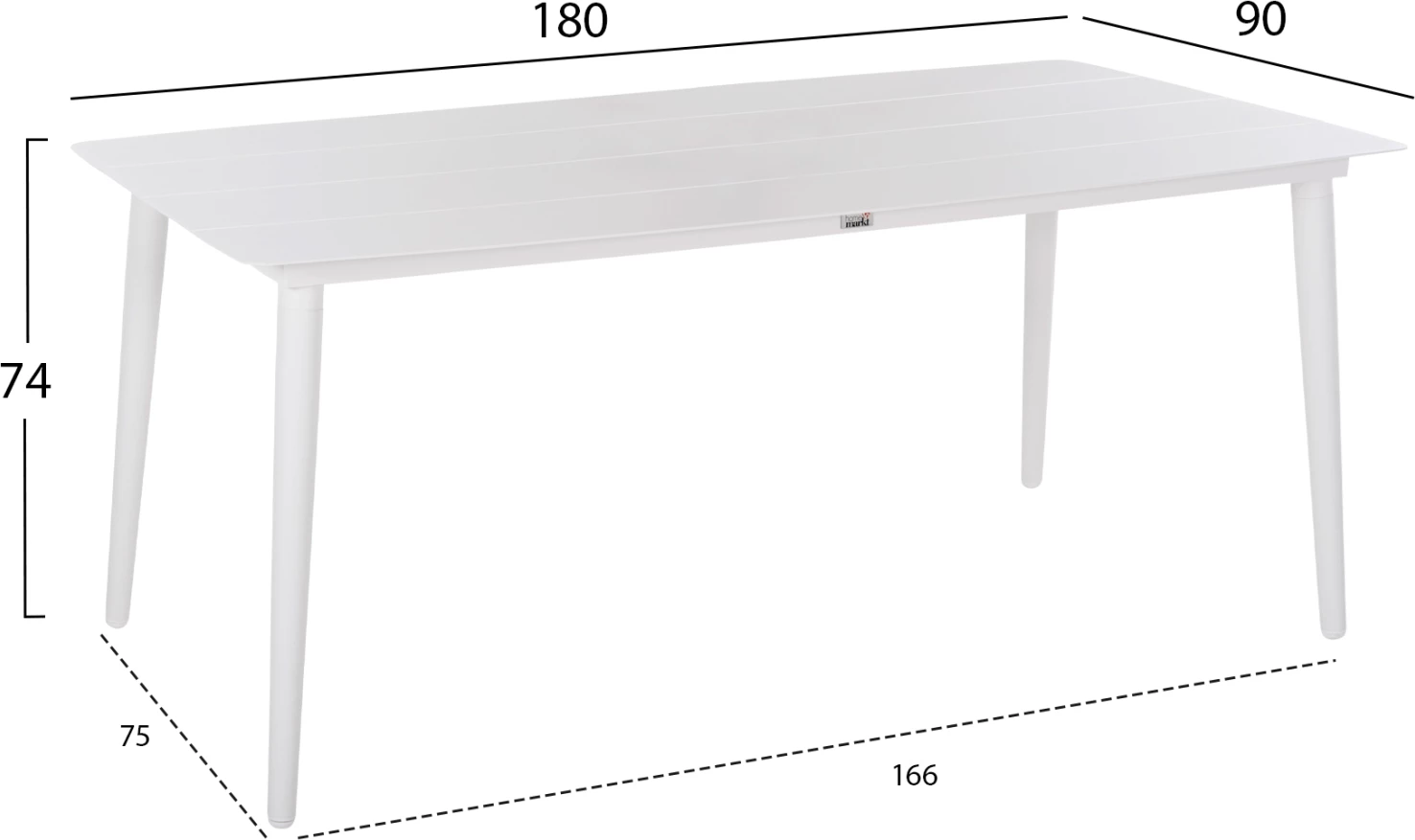 Aluminijasta pravokotna miza JEROM FH6058.01 bela 180x90x74Hcm