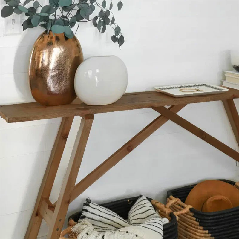 Konzola iz trdne borovine, orehova, 119x29x80 cm, Roosevelt