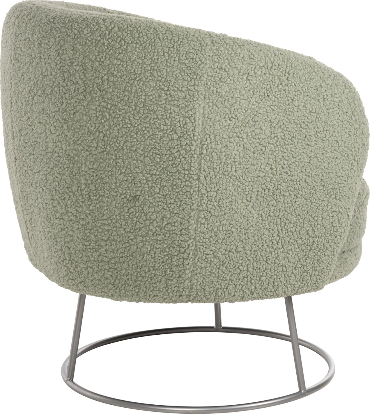 Fotelj ARIEN FH8403.27 iz boucle tkanine v pistacija zeleni barvi-srebrna kovinska osnova 78x75x84Hcm