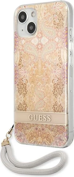 Ovitek s cvetličnim trakom Guess GUHCP13SHFLSD za iPhone 13 mini 5,4", zlate barve