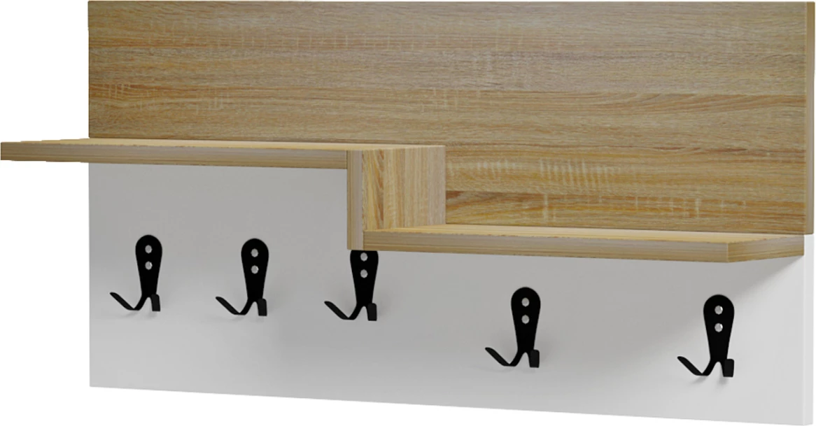 Vhodni obešalnik s polico NYDA FH18079.01 melamin v sonoma-beli 65x13.2x31Hcm