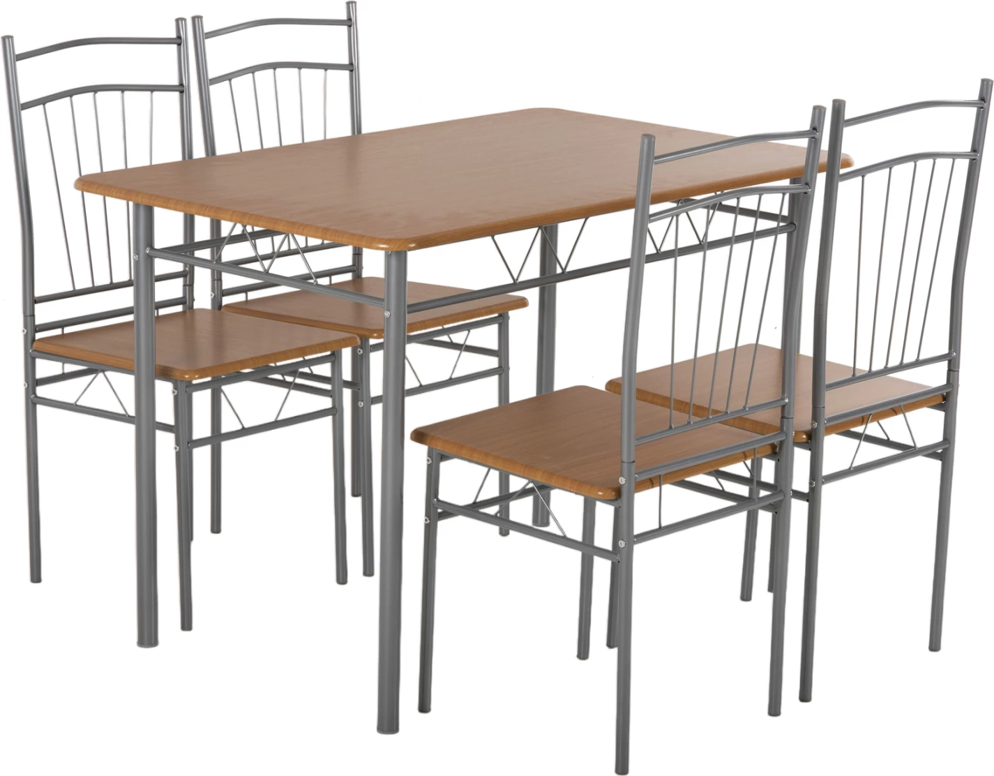 Jedilni set 5 kosov PEARY FH9416.12 srebrna kovina-MDF v barvi sonama 110x60x74Hcm