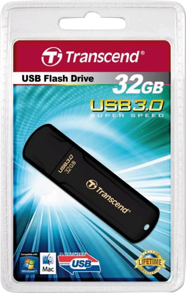 USB ključek 32GB, Transcend JetFlash 700, USB 3.2, črn