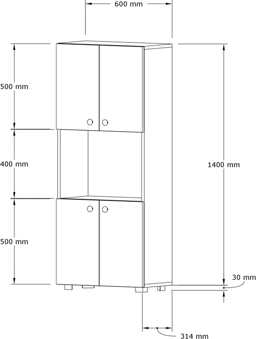 Kuhinjska omara Guzel, oreščna, 60x31,4x140 cm