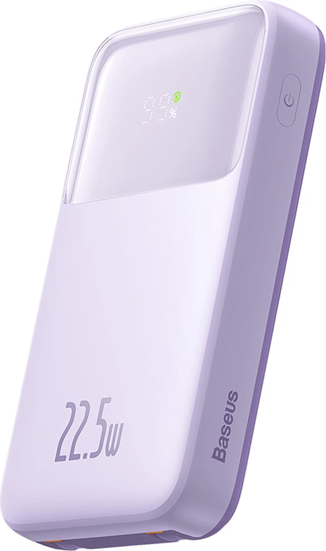 Powerbank z zaslonom, 10.000 mAh, 22,5 W, vijoličen — Baseus Comet Series PPMD020005 + kabel USB-A/USB-C