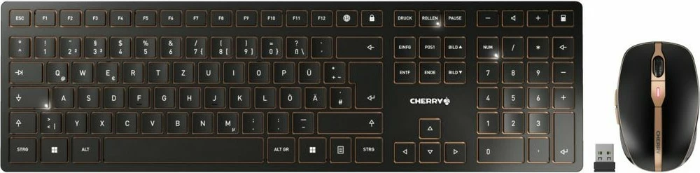 Brezžični set tipkovnice in miške Cherry DW 9100 SLIM, IT-layout, črn
