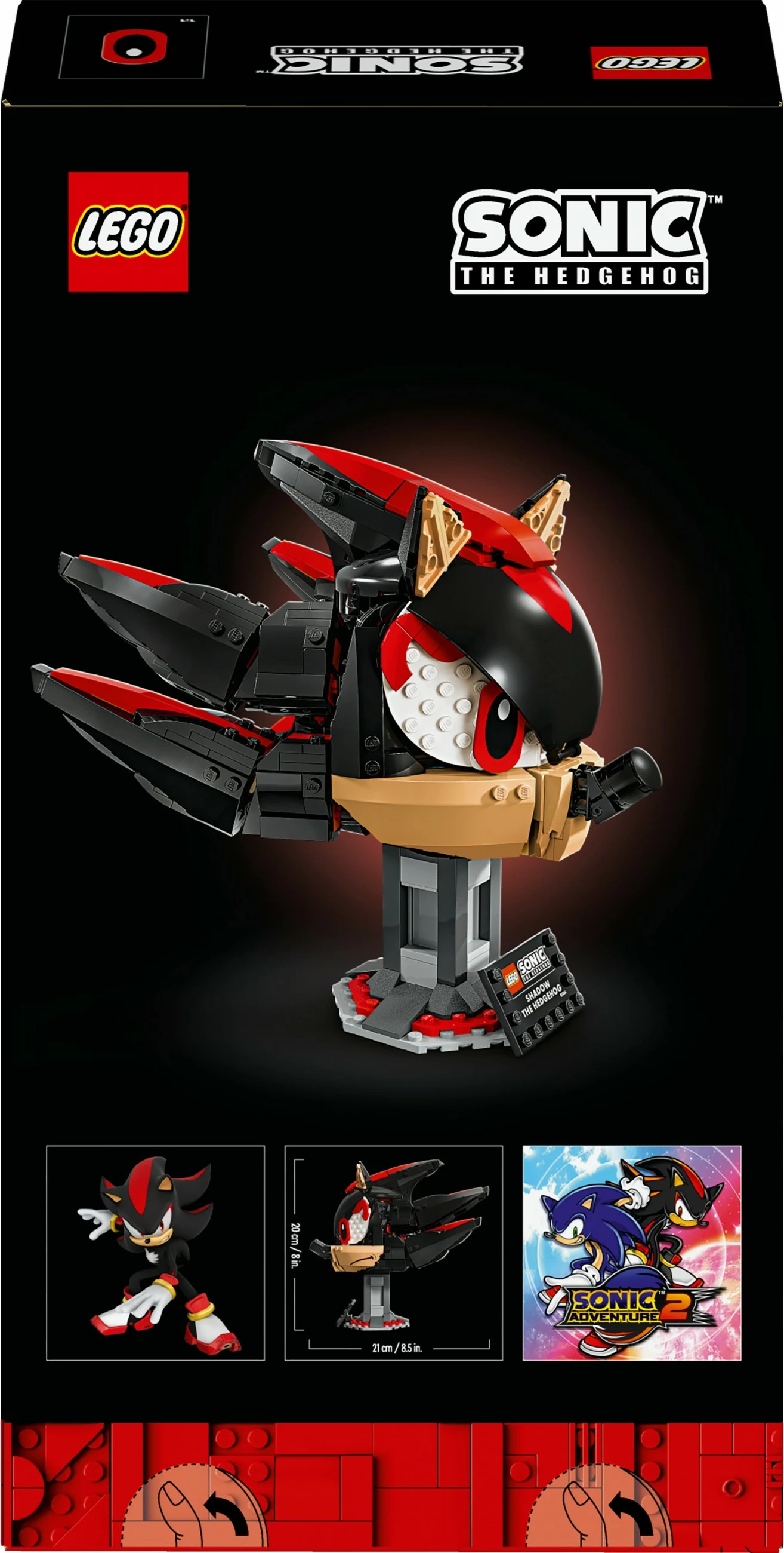 Set za gradnjo glave Shadow the Hedgehog, LEGO 77000, 720 kosov, večbarven
