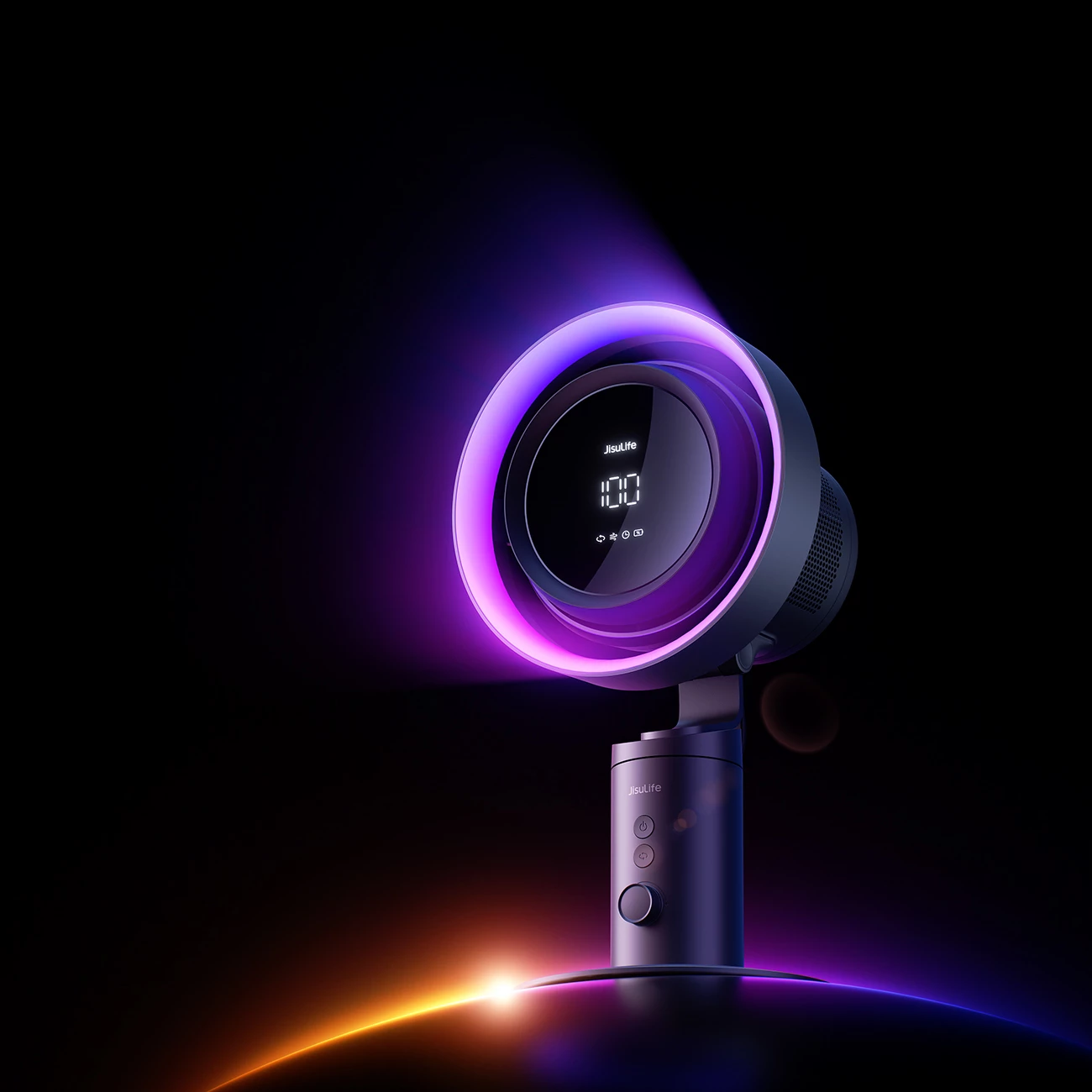 Namizni ventilator z vgrajenim filtrom zraka Jisulife Table Fan Pro3, 10.000 mAh, USB-C, temno siv