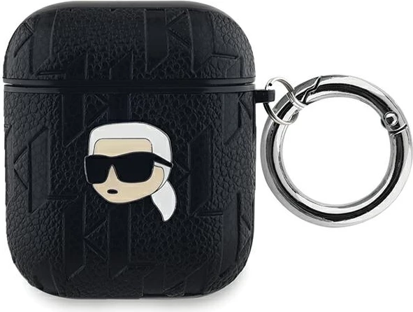 Ovitek za AirPods 1/2, Monogram Karl Head, Karl Lagerfeld, črn