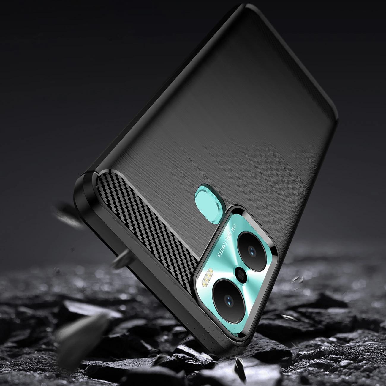 Ovitek za telefon Hurtel Carbon Case za Infinix Hot 20 Play, TPU, črn