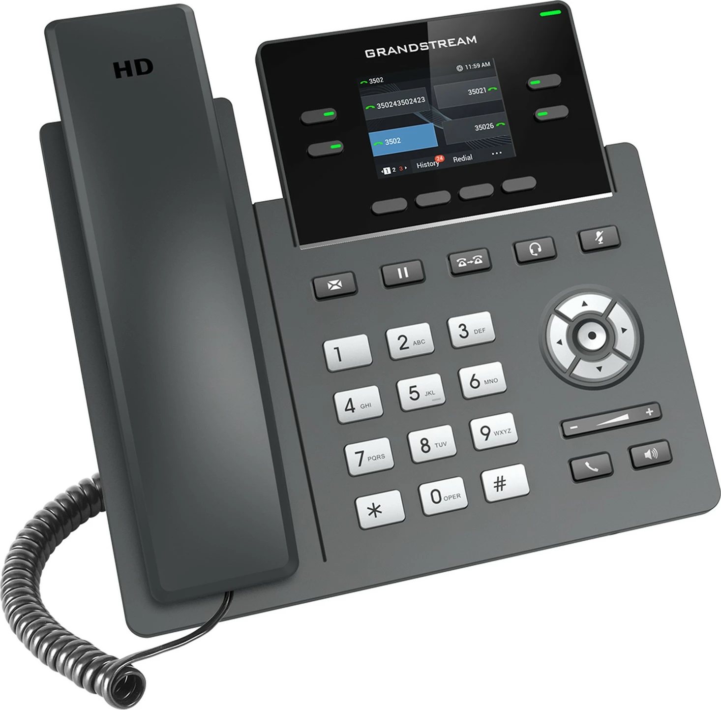 IP telefon, 2 liniji Grandstream GRP2612, črn