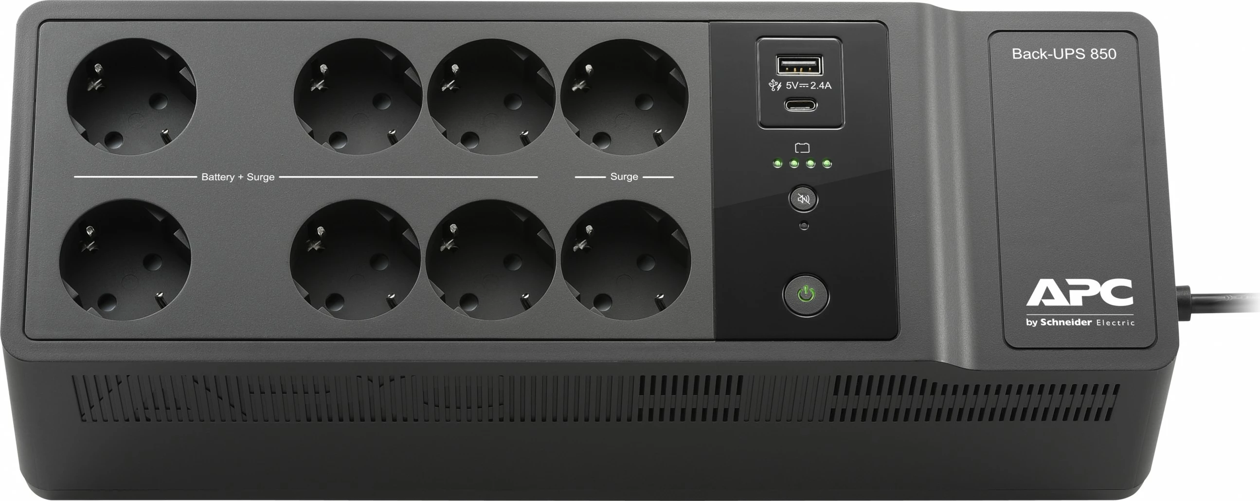 UPS za nujno napajanje APC Back-UPS BE850G2-GR, 850 VA, 2 USB, 8 vtičnic, črn