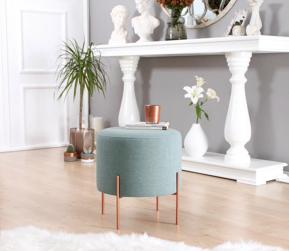 Puf v morsko zeleni barvi, bakrene noge, 43 - Atelier del Sofa