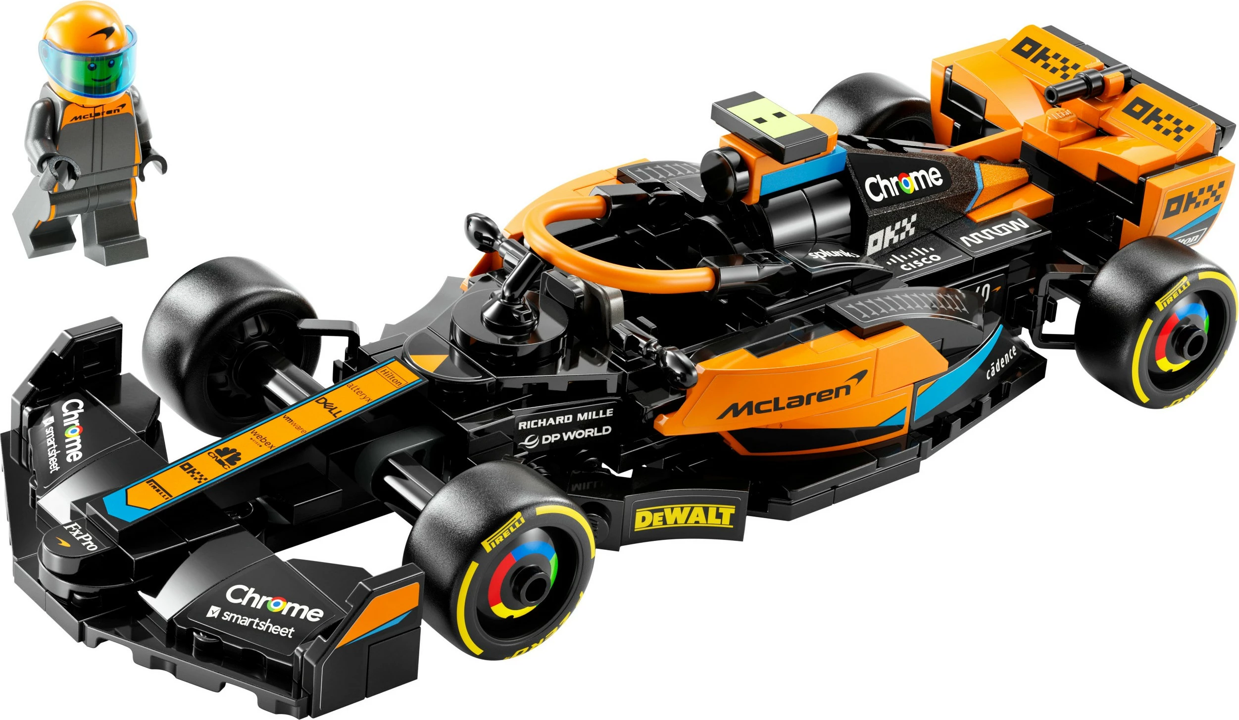 Model dirkalnega avtomobila McLaren Formula 1 2023, 245 kosov, večbarven