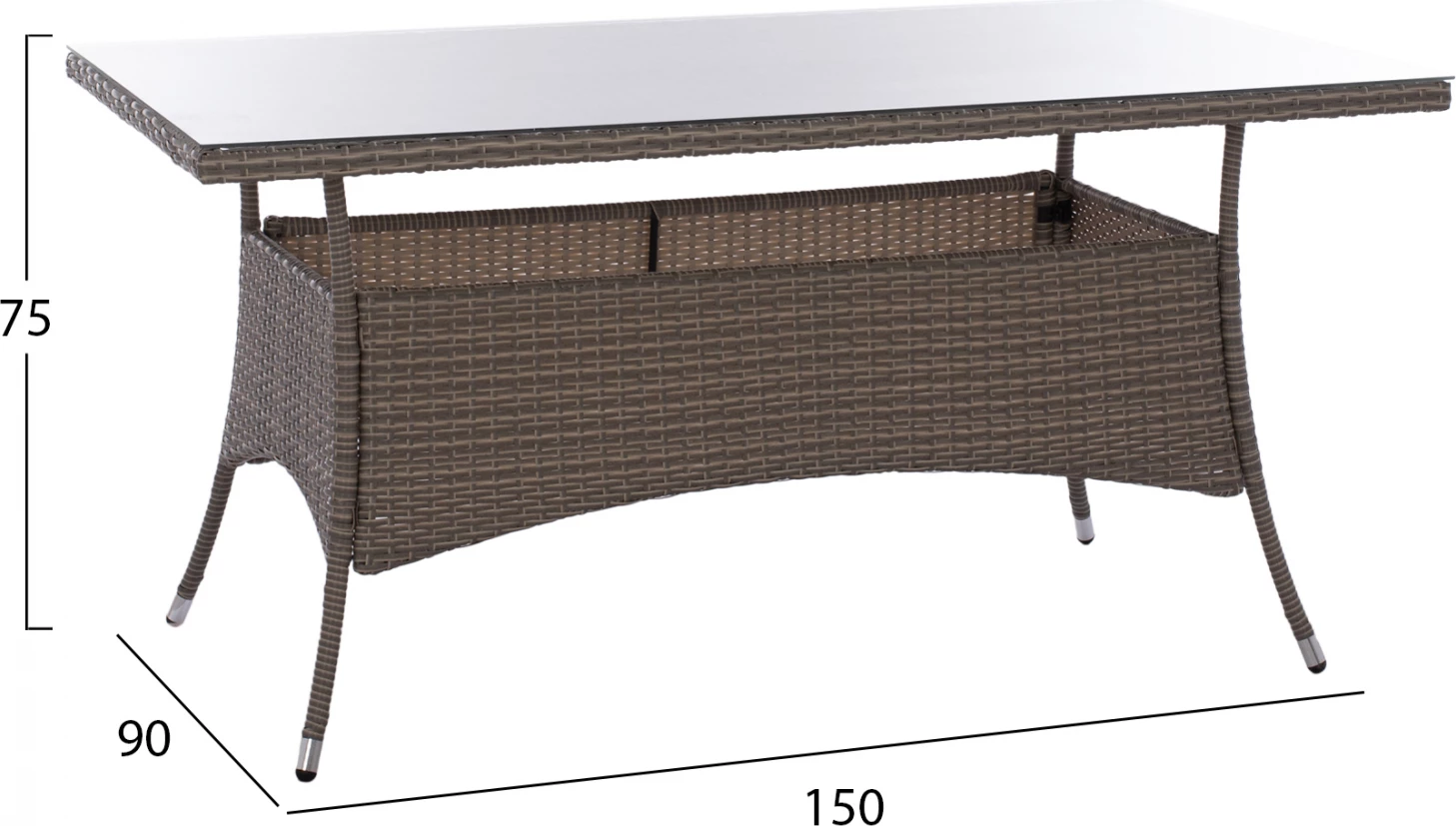 Set jedilnice 5 kosov miza 150x90 in fotelji wicker rattan sivi FH11713.01